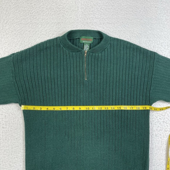 American Outpost Sweater Mens‎ Medium Green Ribbed Quarter Zip Vintage Hong Kong - Picture 8 of 10